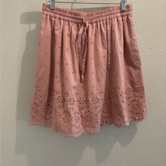 NWT Broderie Anglaise Mini Skirt Organic Cotton Size 6 Coach Light Pink - Picture 4 of 14